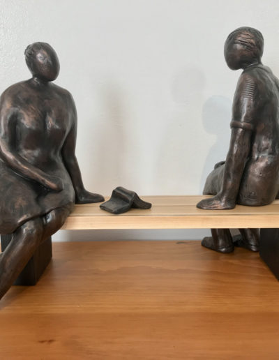 Sculpture by by Victoria B.C. Artist, Louise Monfette titled Chance Encounter